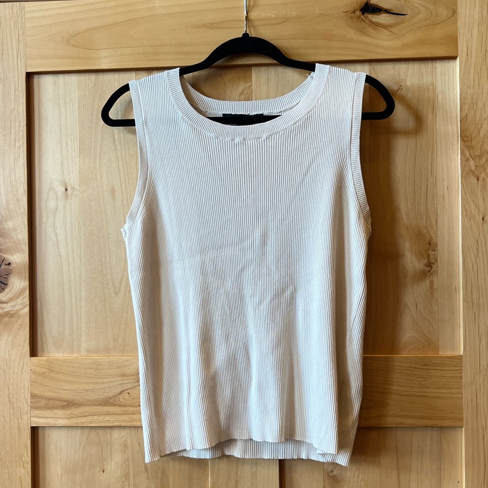 🚨 FINAL SALE 🚨 Simply Vera Vera Wang Ribbed Sleeveless Shell Top, Cream, Size L